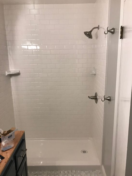 frameless shower unit before